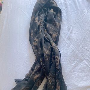 Beautiful Sheer Black with Skulls Scarf